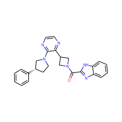 O=C(c1nc2ccccc2[nH]1)N1CC(c2nccnc2N2CC[C@H](c3ccccc3)C2)C1 ZINC000145044451