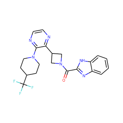 O=C(c1nc2ccccc2[nH]1)N1CC(c2nccnc2N2CCC(C(F)(F)F)CC2)C1 ZINC000145081810