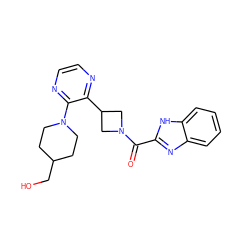 O=C(c1nc2ccccc2[nH]1)N1CC(c2nccnc2N2CCC(CO)CC2)C1 ZINC000140130879