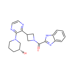 O=C(c1nc2ccccc2[nH]1)N1CC(c2nccnc2N2CCC[C@@H](O)C2)C1 ZINC000140222498