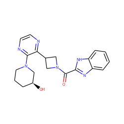 O=C(c1nc2ccccc2[nH]1)N1CC(c2nccnc2N2CCC[C@H](O)C2)C1 ZINC000140222649