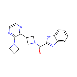 O=C(c1nc2ccccc2[nH]1)N1CC(c2nccnc2N2CCC2)C1 ZINC000140182250