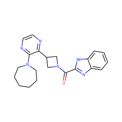 O=C(c1nc2ccccc2[nH]1)N1CC(c2nccnc2N2CCCCCC2)C1 ZINC000139366852