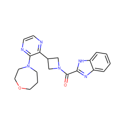 O=C(c1nc2ccccc2[nH]1)N1CC(c2nccnc2N2CCCOCC2)C1 ZINC000140222969