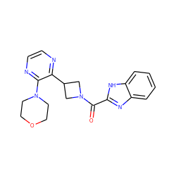 O=C(c1nc2ccccc2[nH]1)N1CC(c2nccnc2N2CCOCC2)C1 ZINC000140137907