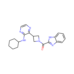 O=C(c1nc2ccccc2[nH]1)N1CC(c2nccnc2NC2CCCCC2)C1 ZINC000140131821