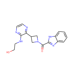 O=C(c1nc2ccccc2[nH]1)N1CC(c2nccnc2NCCO)C1 ZINC000139832906