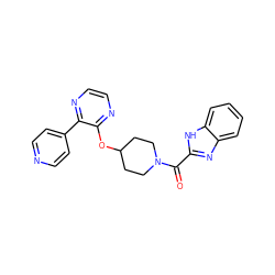 O=C(c1nc2ccccc2[nH]1)N1CCC(Oc2nccnc2-c2ccncc2)CC1 ZINC000096168850