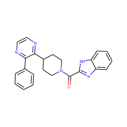 O=C(c1nc2ccccc2[nH]1)N1CCC(c2nccnc2-c2ccccc2)CC1 ZINC000140125530