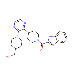 O=C(c1nc2ccccc2[nH]1)N1CCC(c2nccnc2N2CCC(CO)CC2)CC1 ZINC000140155577