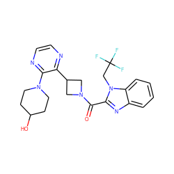 O=C(c1nc2ccccc2n1CC(F)(F)F)N1CC(c2nccnc2N2CCC(O)CC2)C1 ZINC000140196892