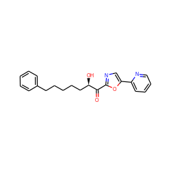 O=C(c1ncc(-c2ccccn2)o1)[C@H](O)CCCCCc1ccccc1 ZINC000014980095