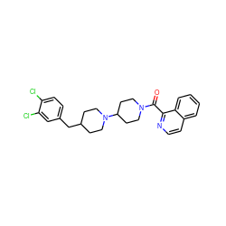 O=C(c1nccc2ccccc12)N1CCC(N2CCC(Cc3ccc(Cl)c(Cl)c3)CC2)CC1 ZINC000028330468