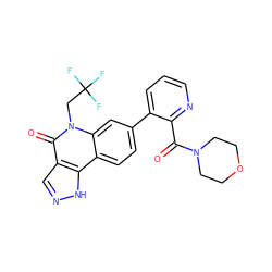 O=C(c1ncccc1-c1ccc2c3[nH]ncc3c(=O)n(CC(F)(F)F)c2c1)N1CCOCC1 ZINC000220080562