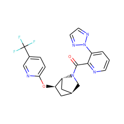 O=C(c1ncccc1-n1nccn1)N1C[C@H]2C[C@@H](Oc3ccc(C(F)(F)F)cn3)[C@H]1C2 ZINC000218548638