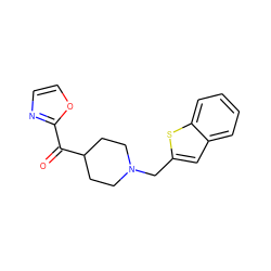 O=C(c1ncco1)C1CCN(Cc2cc3ccccc3s2)CC1 ZINC000040835707