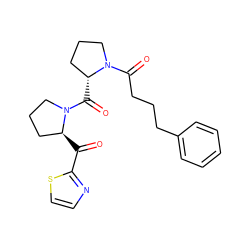 O=C(c1nccs1)[C@H]1CCCN1C(=O)[C@@H]1CCCN1C(=O)CCCc1ccccc1 ZINC000013738807