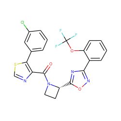 O=C(c1ncsc1-c1cccc(Cl)c1)N1CC[C@H]1c1nc(-c2ccccc2OC(F)(F)F)no1 ZINC001772649520