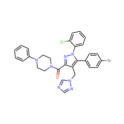 O=C(c1nn(-c2ccccc2Cl)c(-c2ccc(Br)cc2)c1Cn1cncn1)N1CCN(c2ccccc2)CC1 ZINC000049761986