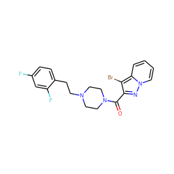 O=C(c1nn2ccccc2c1Br)N1CCN(CCc2ccc(F)cc2F)CC1 ZINC000073297124