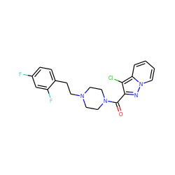 O=C(c1nn2ccccc2c1Cl)N1CCN(CCc2ccc(F)cc2F)CC1 ZINC000073297090