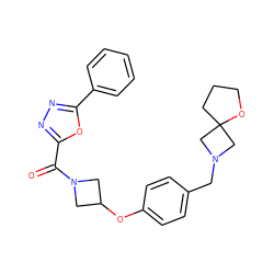 O=C(c1nnc(-c2ccccc2)o1)N1CC(Oc2ccc(CN3CC4(CCCO4)C3)cc2)C1 ZINC000208808011