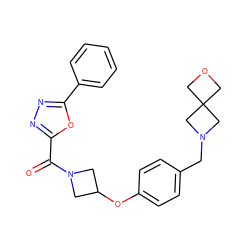 O=C(c1nnc(-c2ccccc2)o1)N1CC(Oc2ccc(CN3CC4(COC4)C3)cc2)C1 ZINC000113147279