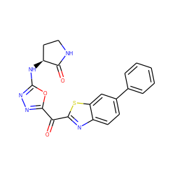 O=C(c1nnc(N[C@H]2CCNC2=O)o1)c1nc2ccc(-c3ccccc3)cc2s1 ZINC001772653217