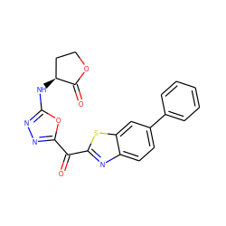 O=C(c1nnc(N[C@H]2CCOC2=O)o1)c1nc2ccc(-c3ccccc3)cc2s1 ZINC001772649701