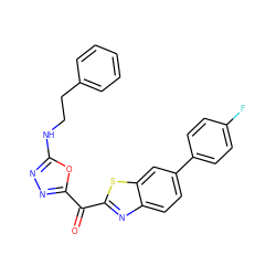 O=C(c1nnc(NCCc2ccccc2)o1)c1nc2ccc(-c3ccc(F)cc3)cc2s1 ZINC001772611112