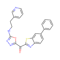 O=C(c1nnc(NCCc2cccnc2)o1)c1nc2ccc(-c3ccccc3)cc2s1 ZINC001772592344