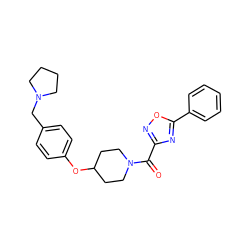 O=C(c1noc(-c2ccccc2)n1)N1CCC(Oc2ccc(CN3CCCC3)cc2)CC1 ZINC000653727807