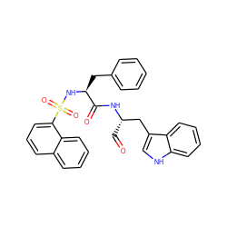 O=C[C@@H](Cc1c[nH]c2ccccc12)NC(=O)[C@H](Cc1ccccc1)NS(=O)(=O)c1cccc2ccccc12 ZINC000027430399