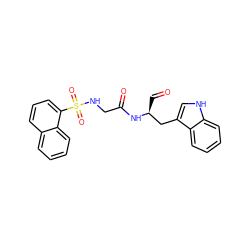 O=C[C@@H](Cc1c[nH]c2ccccc12)NC(=O)CNS(=O)(=O)c1cccc2ccccc12 ZINC000027424682