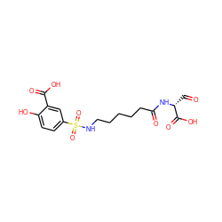 O=C[C@@H](NC(=O)CCCCCNS(=O)(=O)c1ccc(O)c(C(=O)O)c1)C(=O)O ZINC000027101717