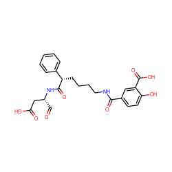 O=C[C@H](CC(=O)O)NC(=O)[C@@H](CCCCNC(=O)c1ccc(O)c(C(=O)O)c1)c1ccccc1 ZINC000013553899