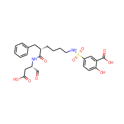 O=C[C@H](CC(=O)O)NC(=O)[C@@H](CCCCNS(=O)(=O)c1ccc(O)c(C(=O)O)c1)Cc1ccccc1 ZINC000013553875