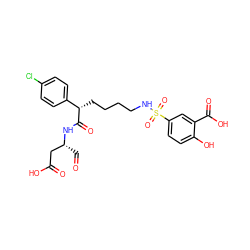 O=C[C@H](CC(=O)O)NC(=O)[C@@H](CCCCNS(=O)(=O)c1ccc(O)c(C(=O)O)c1)c1ccc(Cl)cc1 ZINC000014947157