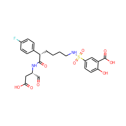 O=C[C@H](CC(=O)O)NC(=O)[C@@H](CCCCNS(=O)(=O)c1ccc(O)c(C(=O)O)c1)c1ccc(F)cc1 ZINC000014947151