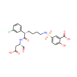 O=C[C@H](CC(=O)O)NC(=O)[C@@H](CCCCNS(=O)(=O)c1ccc(O)c(C(=O)O)c1)c1cccc(Cl)c1 ZINC000014947155