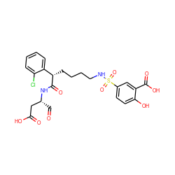 O=C[C@H](CC(=O)O)NC(=O)[C@@H](CCCCNS(=O)(=O)c1ccc(O)c(C(=O)O)c1)c1ccccc1Cl ZINC000014947153