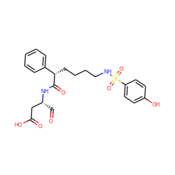 O=C[C@H](CC(=O)O)NC(=O)[C@@H](CCCCNS(=O)(=O)c1ccc(O)cc1)c1ccccc1 ZINC000013553893