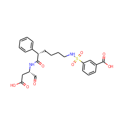 O=C[C@H](CC(=O)O)NC(=O)[C@@H](CCCCNS(=O)(=O)c1cccc(C(=O)O)c1)c1ccccc1 ZINC000013553895