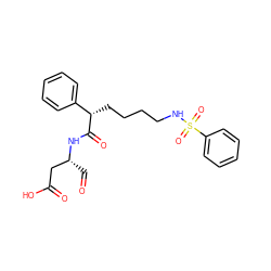 O=C[C@H](CC(=O)O)NC(=O)[C@@H](CCCCNS(=O)(=O)c1ccccc1)c1ccccc1 ZINC000013553891