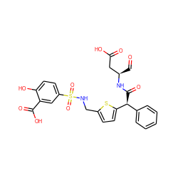 O=C[C@H](CC(=O)O)NC(=O)[C@@H](c1ccccc1)c1ccc(CNS(=O)(=O)c2ccc(O)c(C(=O)O)c2)s1 ZINC000014947167