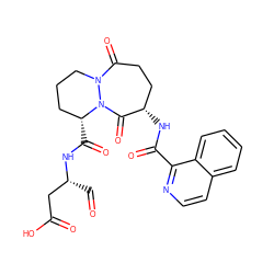 O=C[C@H](CC(=O)O)NC(=O)[C@@H]1CCCN2C(=O)CC[C@H](NC(=O)c3nccc4ccccc34)C(=O)N12 ZINC000028713406