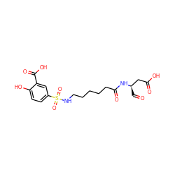 O=C[C@H](CC(=O)O)NC(=O)CCCCCNS(=O)(=O)c1ccc(O)c(C(=O)O)c1 ZINC000013553864