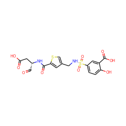 O=C[C@H](CC(=O)O)NC(=O)c1cc(CNS(=O)(=O)c2ccc(O)c(C(=O)O)c2)cs1 ZINC000013491989