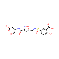 O=C[C@H](CC(=O)O)NC(=O)c1cc(CNS(=O)(=O)c2ccc(O)c(C(=O)O)c2)on1 ZINC000013491986