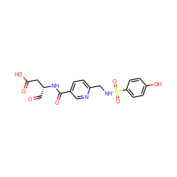 O=C[C@H](CC(=O)O)NC(=O)c1ccc(CNS(=O)(=O)c2ccc(O)cc2)nc1 ZINC000013491973